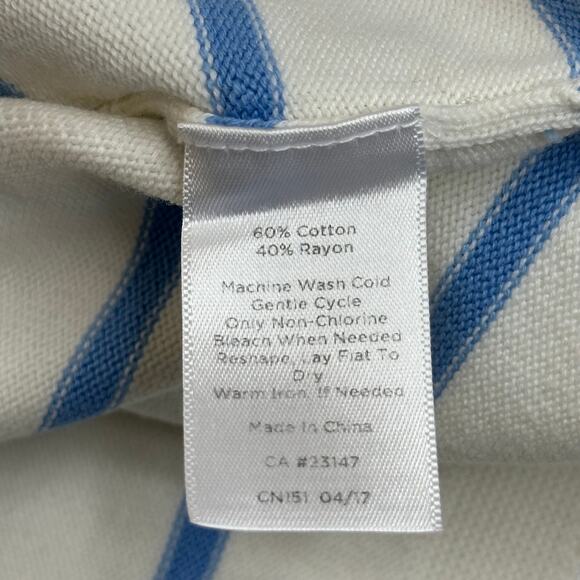 Talbots White Blue Striped Knit 3/4 Sleeve Pullover Sweater Womens Size Large L - Picture 9 of 10